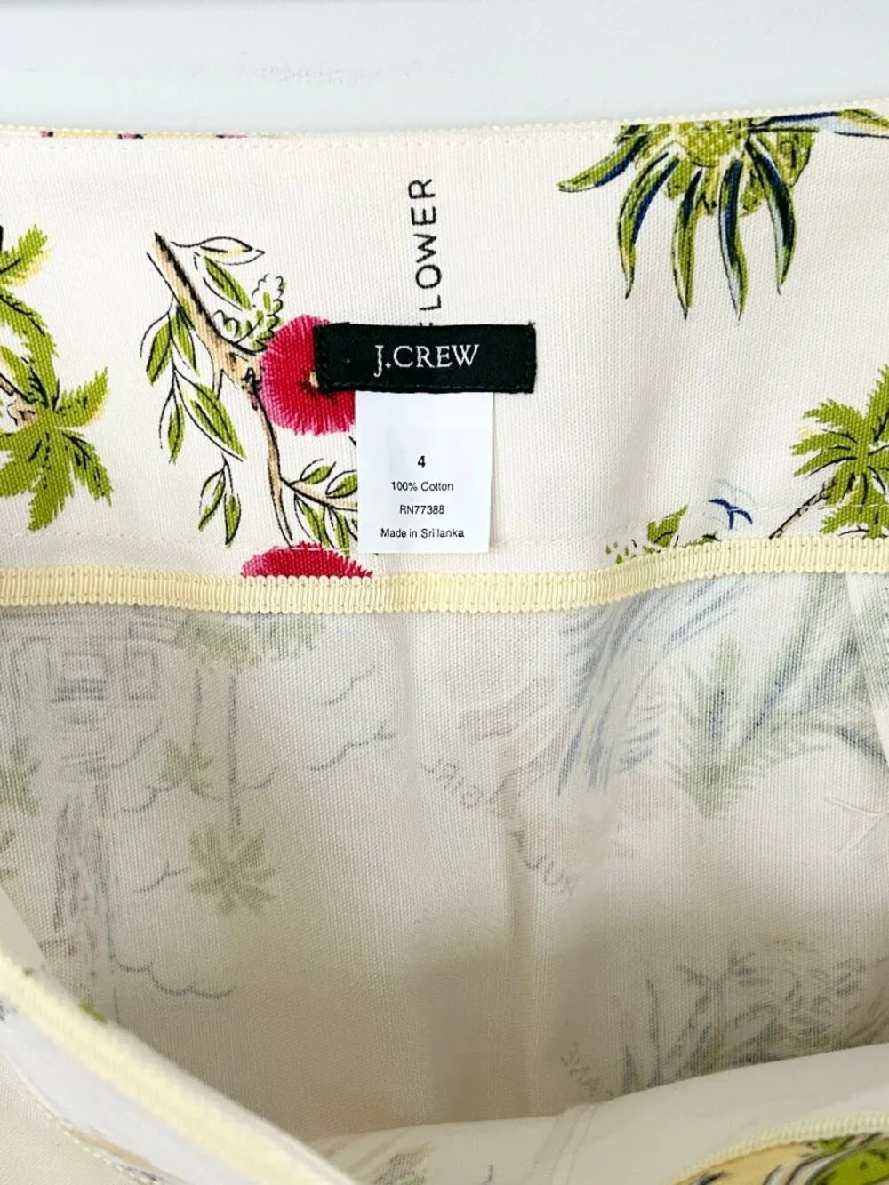J CREW Hawaiian Mini Skirt Cotton Pockets Tropical Island Resort Vacation Size 4